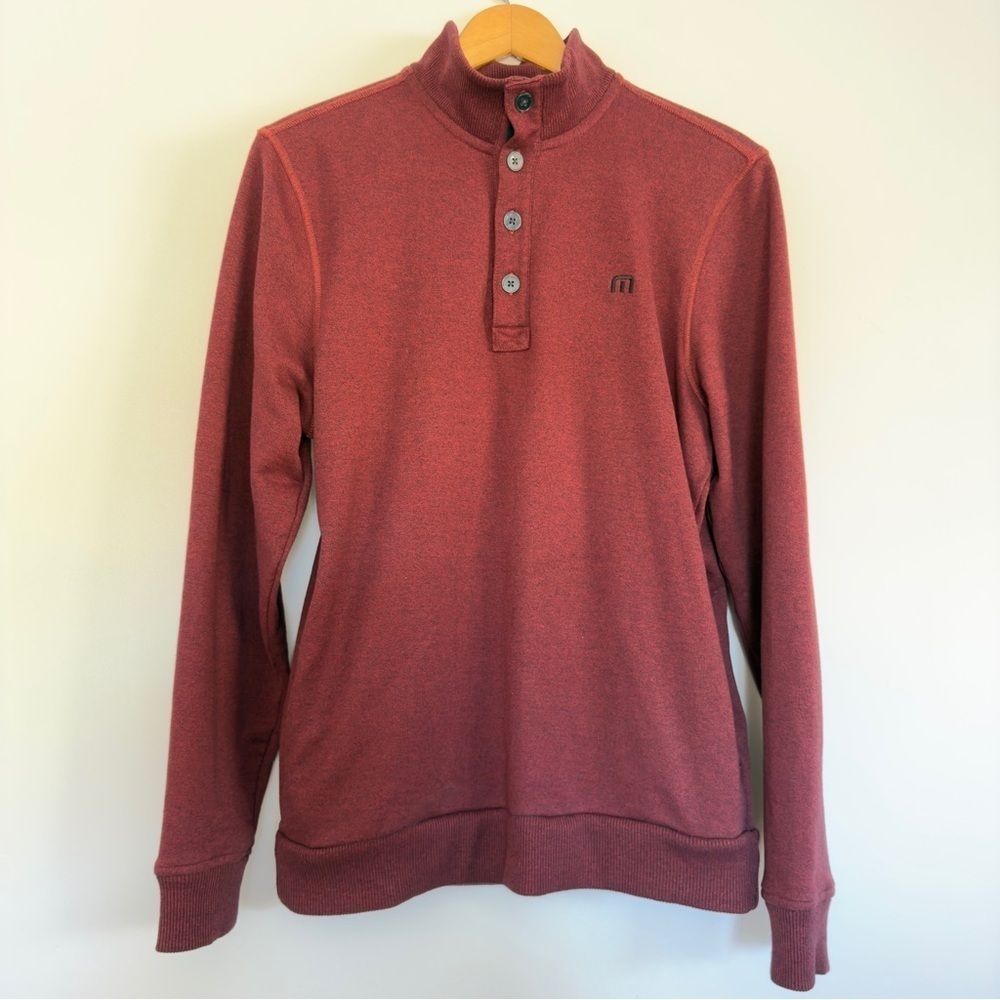 Travis Mathew wall mock neck fleece pullover, ox blood size: small